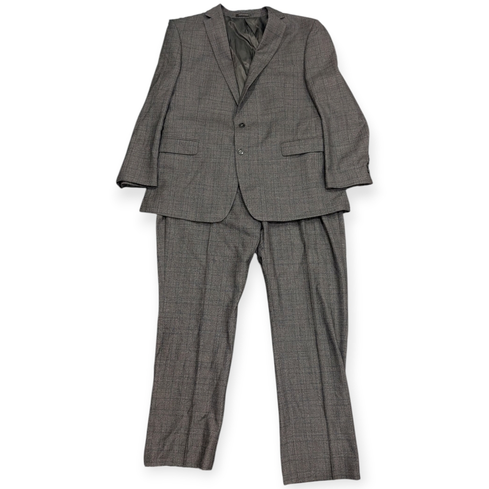 Calvin Klein Extreme Slim Fit Gray Tartan Plaid Suit 48L 42x34